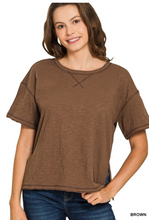 Load image into Gallery viewer, Boxy Cotton Side Slit Tee - Various
