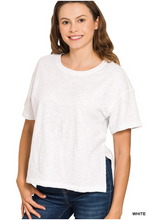 Load image into Gallery viewer, Boxy Cotton Side Slit Tee - Various
