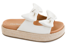 Load image into Gallery viewer, Corkys Lil Bit Knotty  Bow Sandal in Natural Ivory Combo
