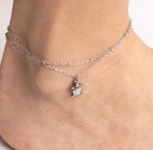 Load image into Gallery viewer, 18K PVD Gold or Stainless Steel Sea Turtle Charm Anklet - Various
