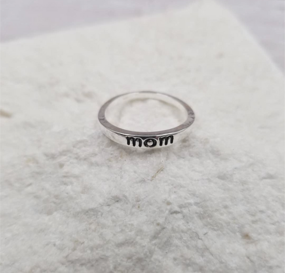 Stainless Steel Mom Ring - Silver