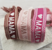 Load image into Gallery viewer, Mama Embroidered Adjustable Tassel Bracelet - Multiple Colors
