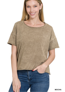 Mineral Washed Boxy Crop Top - Various