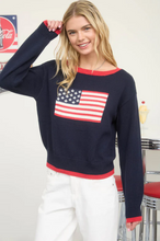 Load image into Gallery viewer, Classic Americana Flag Sweater in Red, Ivory, + Blue
