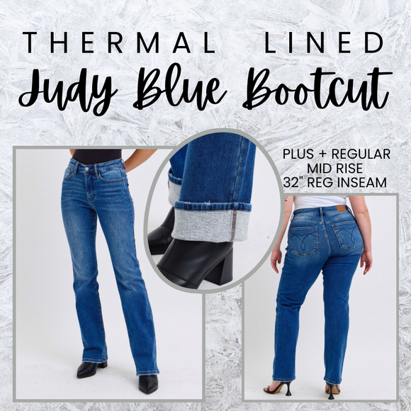Judy Blue Mid Rise THERMAL Lined Bootcut - Plus + Reg