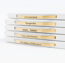 Load image into Gallery viewer, 18K PVD Gold or Stainless Steel Positive Affirmation Engraved Bangle Bracelet
