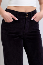 Load image into Gallery viewer, Judy Blue High Waist Black Corduroy Wide Leg Trouser with JB Stretch - Plus + Regular
