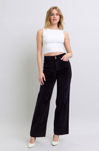 Judy Blue High Waist Black Corduroy Wide Leg Trouser with JB Stretch - Plus + Regular