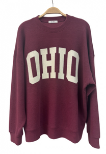Ohio Game Day Cloud Knit Long Sleeve Top in Burgundy