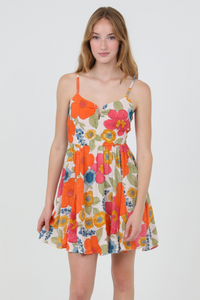 Groovy Ivory Floral  V Neck Mini Dress