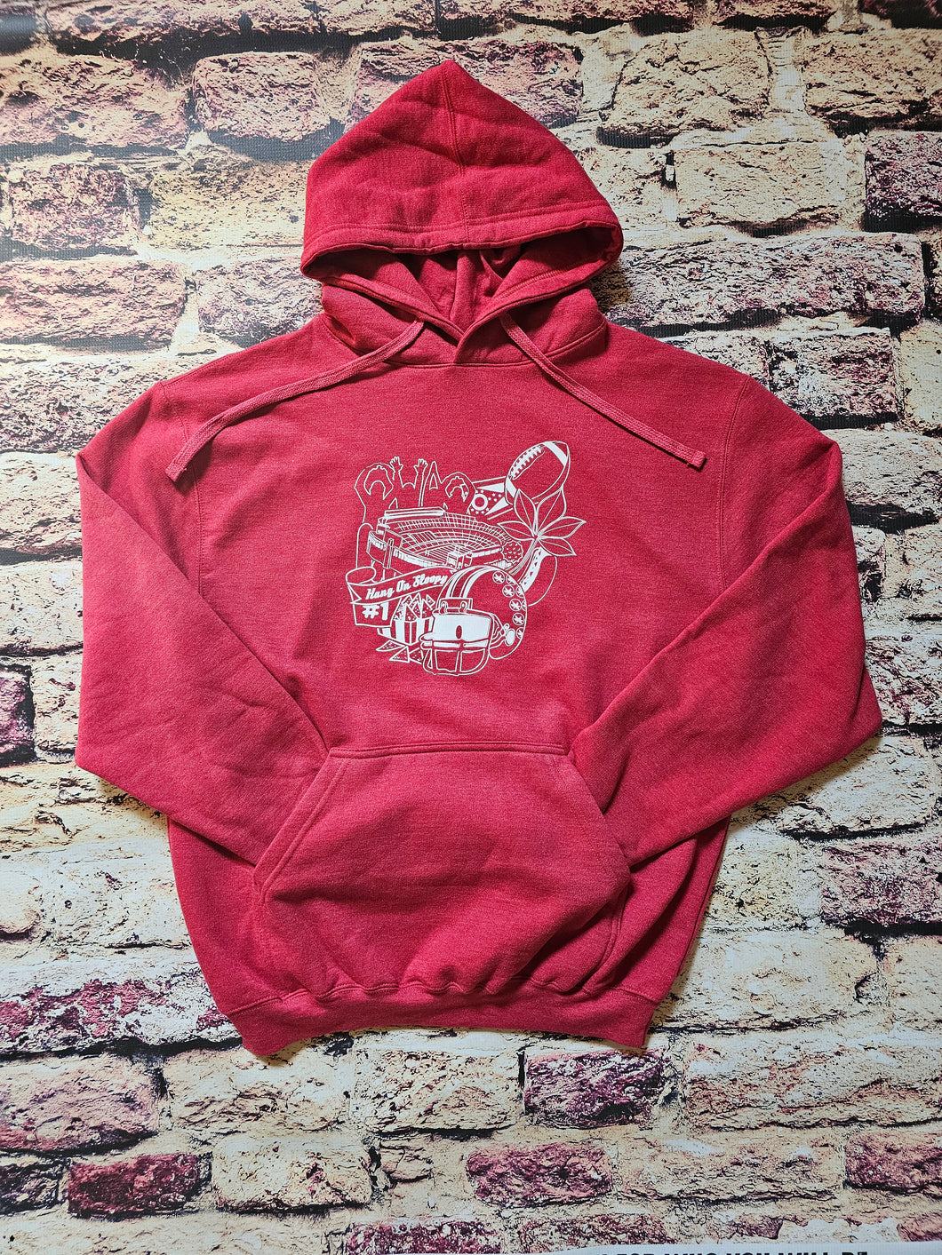 OH Ohio Nostalgia Hoodie in Heathered Red