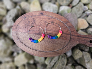 Hypoallergenic Clay Beaded Wire Hoop Earrings - 18K Gold PVD Stainless Steel - Various