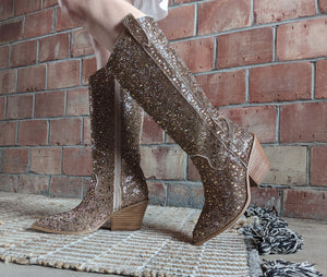 Corkys Glitzy Rhinestone Boot in Gold