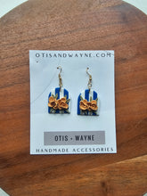 Load image into Gallery viewer, Royal + White Striped Collection - Dangles + Studs
