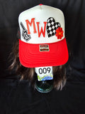 Spirit Wear Hats with Patches - Pre-Made - Various -  Traditional Trucker, Ponytail Trucker, Ponytail Hat
