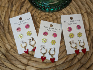 Colorful Enamel Earring 3 Pack - Various