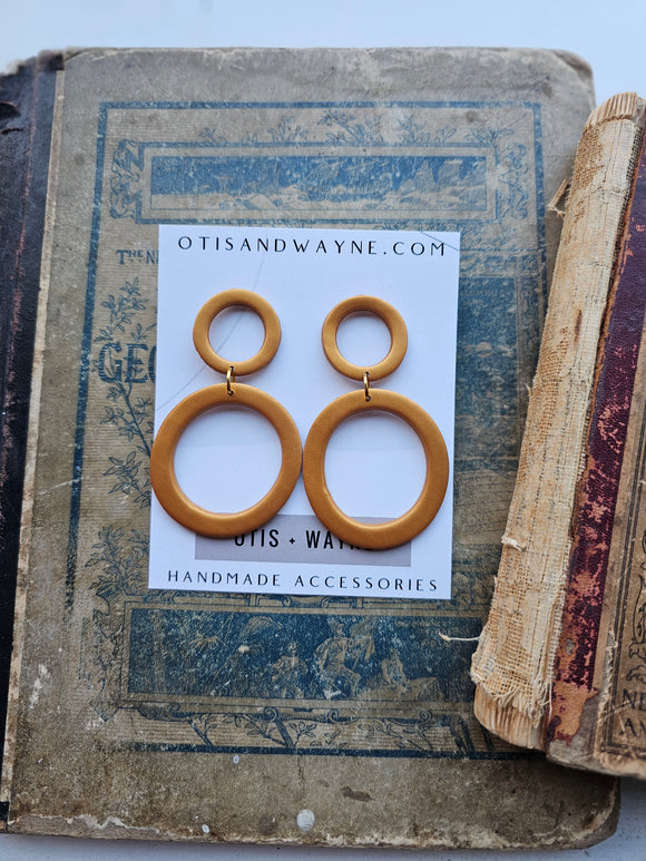 Bronzey Gold Circle Statement Dangles
