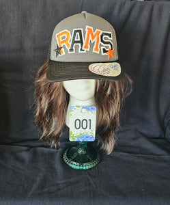 Spirit Wear Hats with Patches - Pre-Made - Various -  Traditional Trucker, Ponytail Trucker, Ponytail Hat