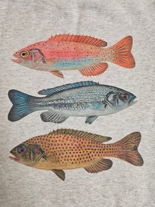 Vibrant Fishing Trio Crewneck Sweater in Ash Gray - Unisex