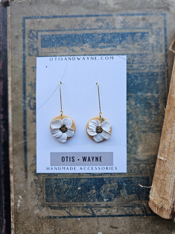 Ivory Mustard + Gold Floral Dangles