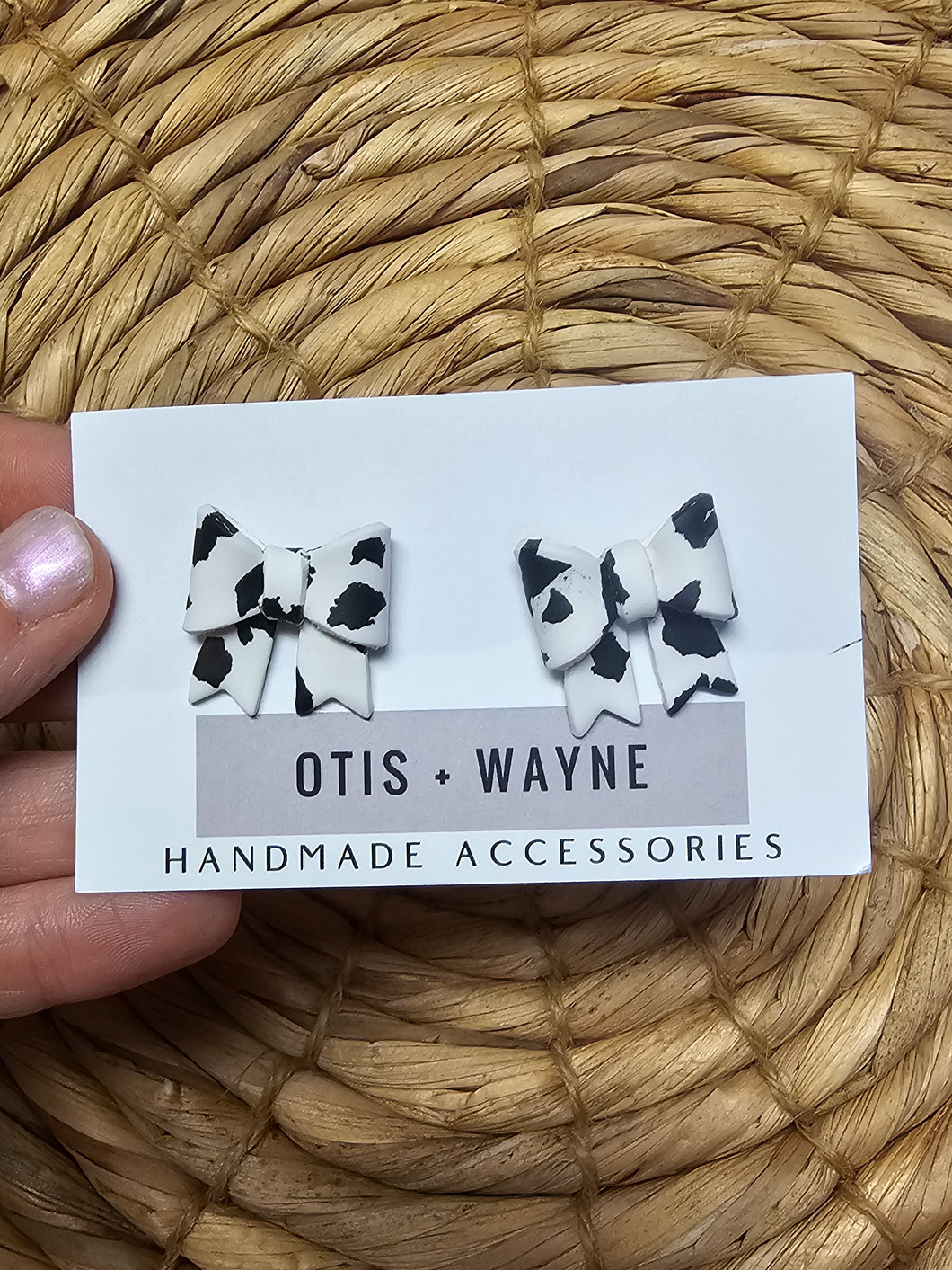 Cow Print Large Bow Stud Babes