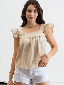 Solid Flutter Sleeve Top - Various Colors