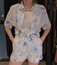 Load image into Gallery viewer, Blue Sea Print Collared Shirt and Shorts SET
