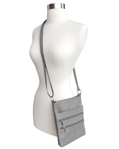 Roma Leather Cowhide Leather Crossbody Mulitizipper Bag  - Various
