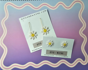 White + Yellow Daisy Babes - Dangle + Studs