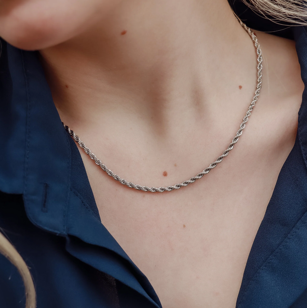 18K PVD Gold or Stainless Steel 2mm Rope Chain Necklace & Bracelet/Anklet