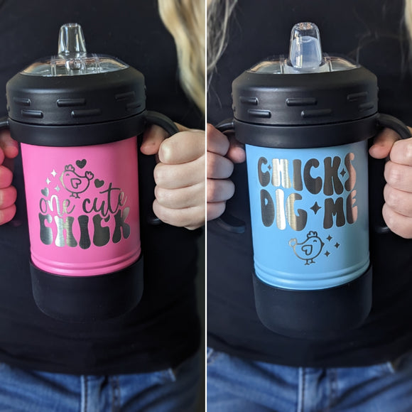 10 oz Custom Stainless Steel Sippy Cup - Easter Chick