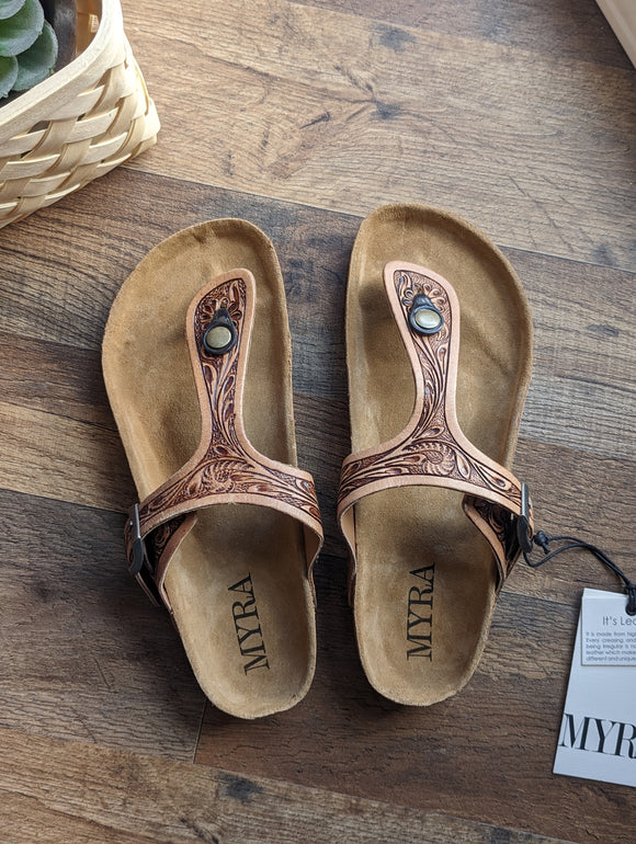 Myra Grashius Hand-Tooled Western Sandal