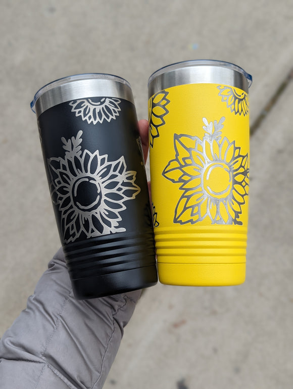 20 oz Sunflower 360 Wrap Tumbler Laser Engraved