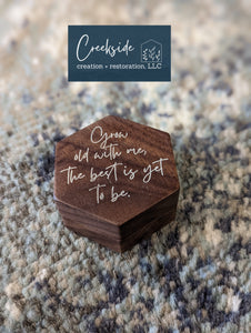 Grow Old With Me Walnut Single Ring Box
