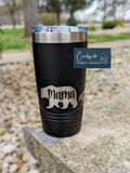 20 oz Tumbler Custom Engraved Mama Bear with Cubs