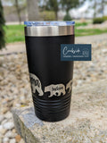 20 oz Tumbler Custom Engraved Mama Bear with Cubs